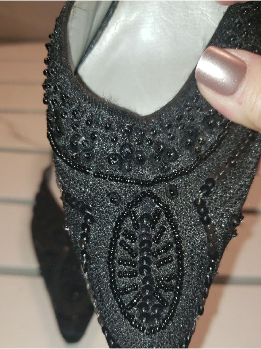Amanda Smith Black Beaded Pointed Mules - 7 - Picture 3 of 8